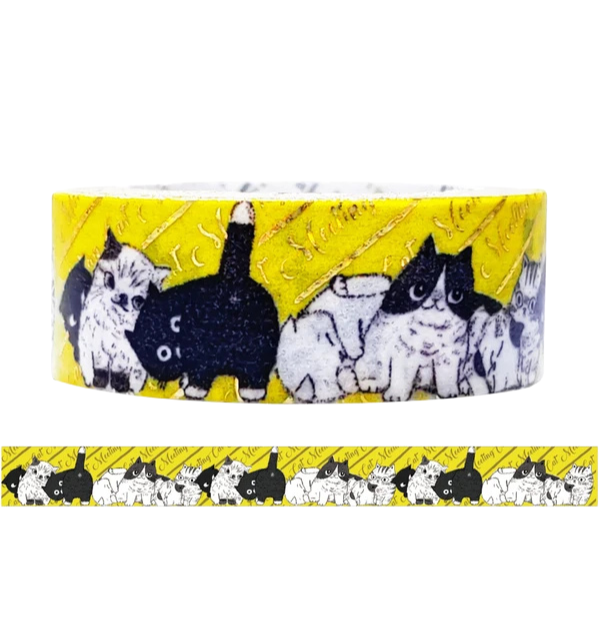 Shinzi Katoh Washi Tape Cat Meeting 15mm x 3m