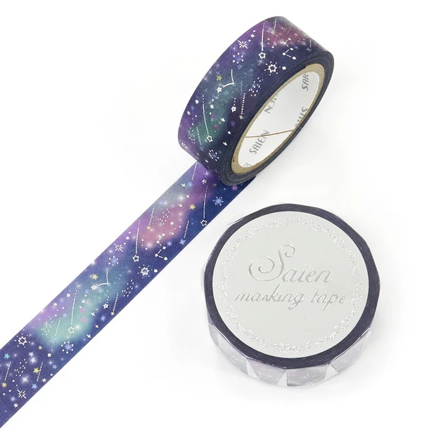 Saien Washi Tape Galaxy Silver Foil 15mm x 7m