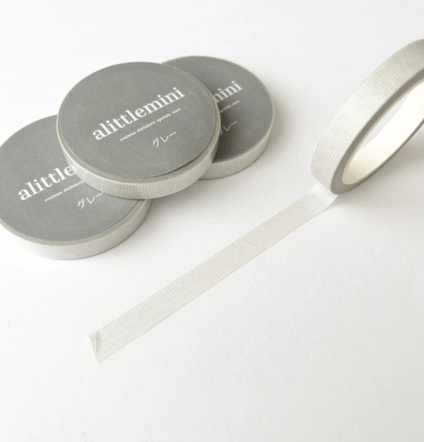 alittlemini Washi Tape Grey Grid Grid Stationery 7mm x 10m