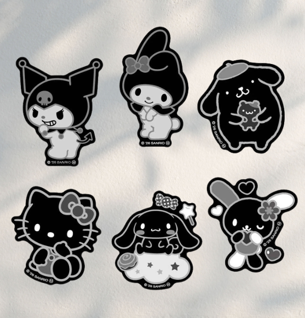 Sanrio 4~ / 102mm inches Stickers Characters Monochrome Series