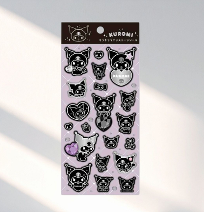 Sanrio Stickers Glitter Rhinestone Characters Monochrome Series