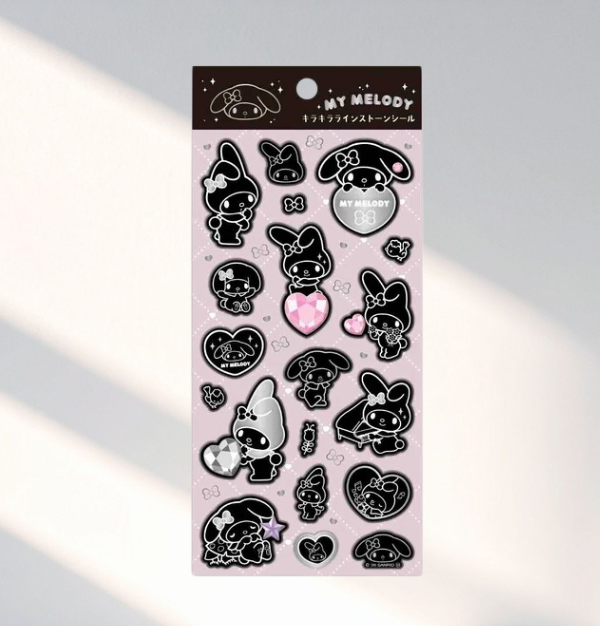 Sanrio Stickers Glitter Rhinestone Characters Monochrome Series