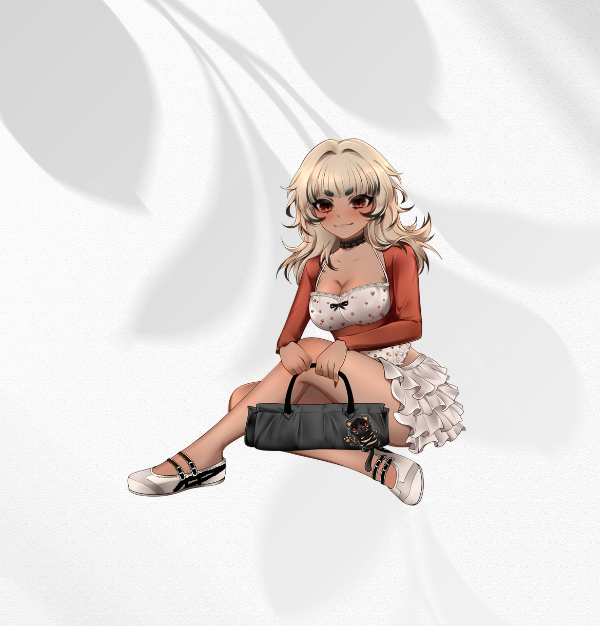 [ valerie ] Anime Girl Illustration with Tiger Mascot Handbag Cute Aesthetic sticker