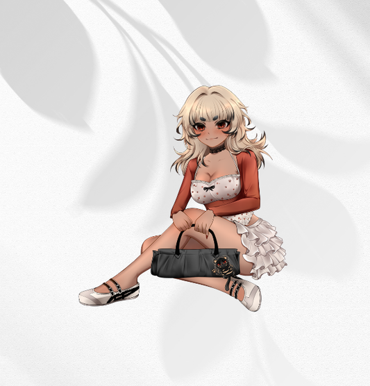 [ valerie ] Anime Girl Illustration with Tiger Mascot Handbag Cute Aesthetic sticker