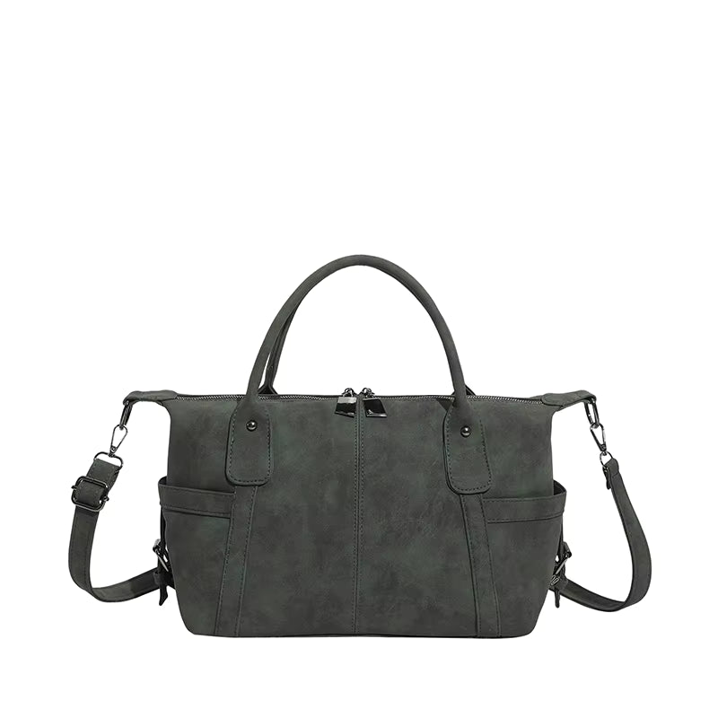Vintage Style Black Leather Shoulder Handbag