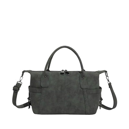 Vintage Style Black Leather Shoulder Handbag