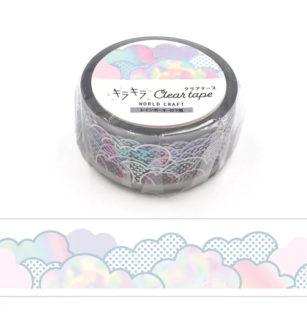 KiraKira Maste World Crafft Washi Tape Clear Tape Cotton Candy Clouds 20mm x 5m
