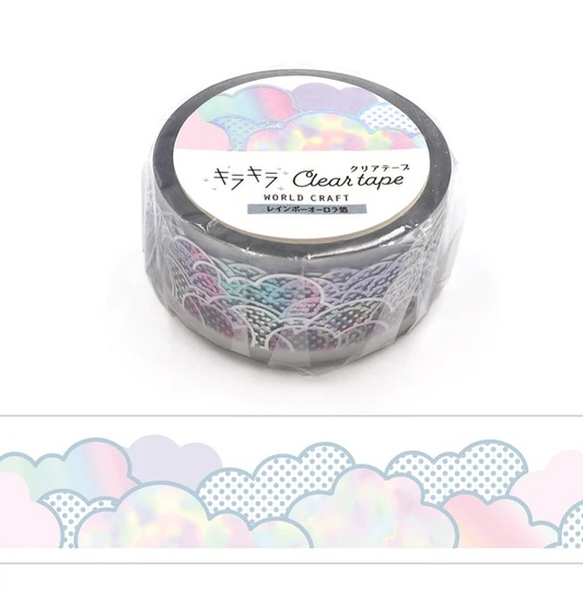 KiraKira Maste World Crafft Washi Tape Clear Tape Cotton Candy Clouds 20mm x 5m