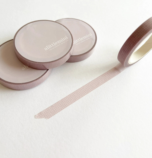 alittlemini Washi Tape Milky Pink Grid Stationery 7mm x 10m