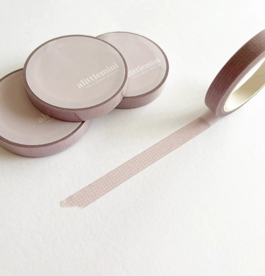 alittlemini Washi Tape Milky Pink Grid Stationery 7mm x 10m
