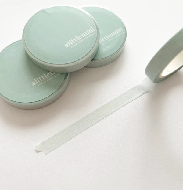 alittlemini Washi Tape Milky Green Grid Stationery 7mm x 10m