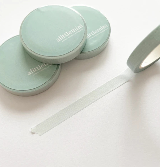 alittlemini Washi Tape Milky Green Grid Stationery 7mm x 10m