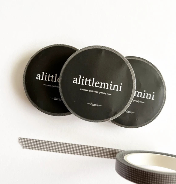 alittlemini Washi Tape Milky Black Grid Stationery 7mm x 10m