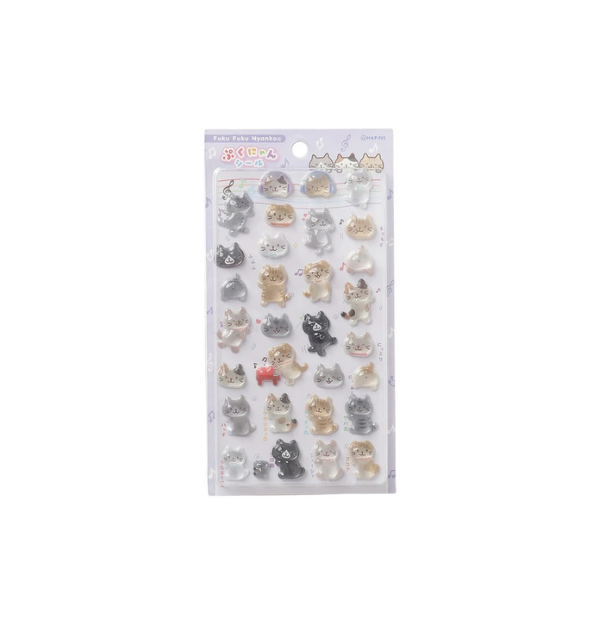 Fuku Fuku Nyanko Fukunyan 3D Sticker Sheet Cat - Purple