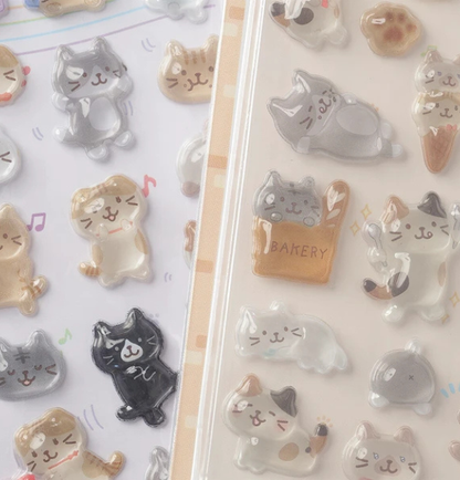 Fuku Fuku Nyanko Fukunyan 3D Sticker Sheet Cat - Orange