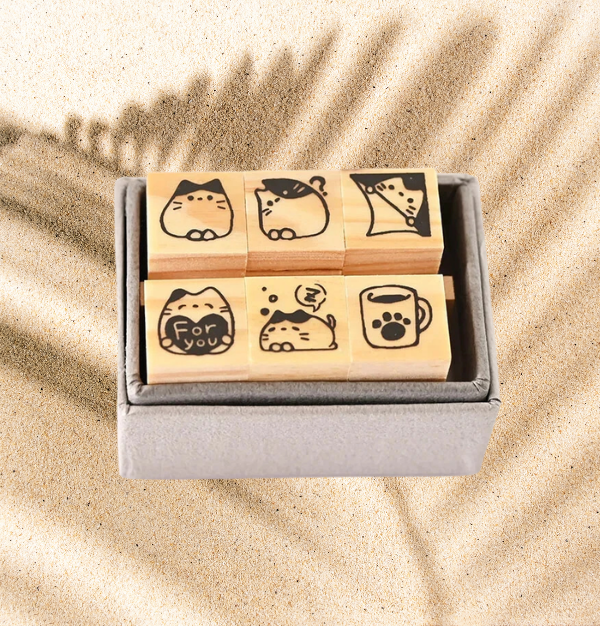 Avec Amour Petit Cat Ink Stamp 6 piece set
